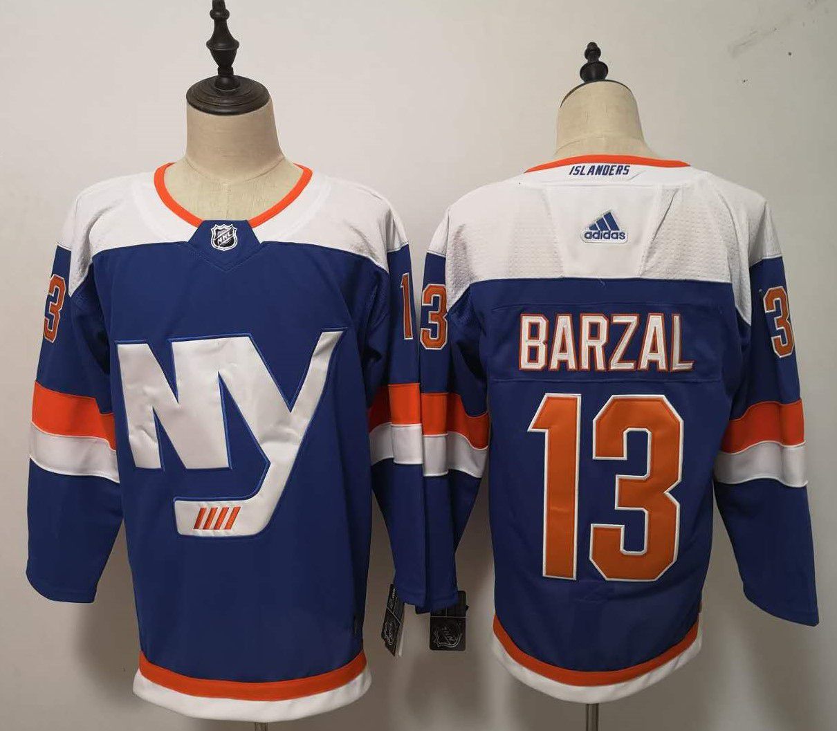Men New York Islanders #13 Barzal Blue Adidas Alternate Authentic Stitched NHL Jersey->new york islanders->NHL Jersey